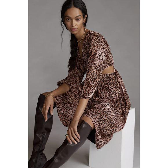 NEW Anthropologie Ranna Gill Floral Cut-Out Midi Dress - M - Picture 1 of 8